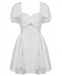 Dark in Love White Angel Gothic Embroidered Short Puff Sleeves Party Dress