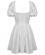 Dark in Love White Angel Gothic Embroidered Short Puff Sleeves Party Dress