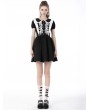 Dark in Love Black and White Cute Gothic Lace Doll Collar Short Dress