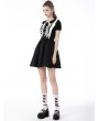 Dark in Love Black and White Cute Gothic Lace Doll Collar Short Dress