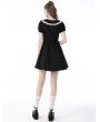 Dark in Love Black and White Cute Gothic Lace Doll Collar Short Dress