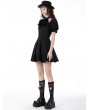 Dark in Love Black Gothic Daily Wear Short Puff Sleeves Dress