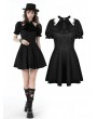 Dark in Love Black Gothic Daily Wear Short Puff Sleeves Dress