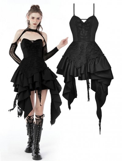 Dark in Love Black Gothic Irregular Frilly Short Party Dress