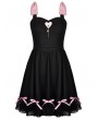 Dark in Love Black and Pink Bow Heart Gothic Lolita Sleeveless Rock Doll Dress