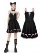 Dark in Love Black and Pink Bow Heart Gothic Lolita Sleeveless Rock Doll Dress