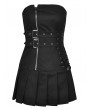 Dark in Love Black Gothic Punk Zipper Pleated Sexy Strapless Mini Dress