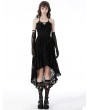 Dark in Love Black Gothic Sexy Dovetail Lace High-Low Slip Dress