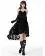 Dark in Love Black Gothic Sexy Dovetail Lace High-Low Slip Dress