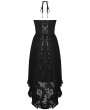 Dark in Love Black Gothic Sexy Dovetail Lace High-Low Slip Dress