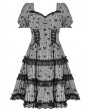 Dark in Love Gray and Black Gothic Dead Butterfly Short Puff Sleeve Daily Wear Dress