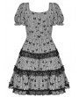 Dark in Love Gray and Black Gothic Dead Butterfly Short Puff Sleeve Daily Wear Dress