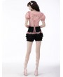 Dark in Love Pink Heart Button Doll Collar Short Sleeve Blouse for Women
