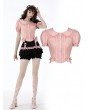 Dark in Love Pink Heart Button Doll Collar Short Sleeve Blouse for Women