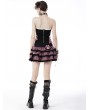 Dark in Love Black and Pink Plaid Gothic Magic Cat Layered Frilly Mini Skirt