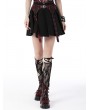 Dark in Love Black and Red Plaid Gothic Grunge Belt Pleated Short Skirt