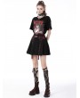 Dark in Love Black and Red Plaid Gothic Grunge Belt Pleated Short Skirt