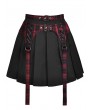 Dark in Love Black and Red Plaid Gothic Grunge Belt Pleated Short Skirt