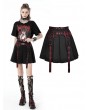 Dark in Love Black and Red Plaid Gothic Grunge Belt Pleated Short Skirt