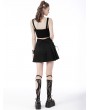 Dark in Love Black Gothic Punk Grunge Girl A-Line Daily Wear Pleated Mini Skirt