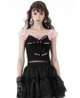 Dark in Love Pink and Black Gothic Lace Doll Bow Short Top for Women