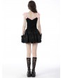 Dark in Love Pink and Black Gothic Lace Doll Bow Short Top for Women