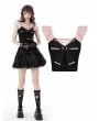 Dark in Love Pink and Black Gothic Lace Doll Bow Short Top for Women