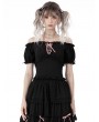 Dark in Love Black Gothic Doll Off-the-Shoulder Short Sleeve Top for Women
