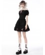 Dark in Love Black Gothic Doll Off-the-Shoulder Short Sleeve Top for Women