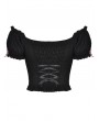 Dark in Love Black Gothic Doll Off-the-Shoulder Short Sleeve Top for Women