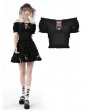 Dark in Love Black Gothic Doll Off-the-Shoulder Short Sleeve Top for Women