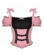 Dark in Love Pink and Black Sweet Gothic Off-the-Shoulder Short Top for Women