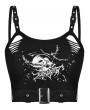 Dark in Love Black Gothic Punk Devil Fish Pattern Sexy Cutout Crop Top for Women