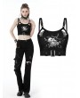 Dark in Love Black Gothic Punk Devil Fish Pattern Sexy Cutout Crop Top for Women