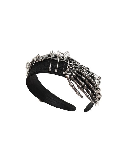 Devil Fashion Black Gothic Punk Metallic Skeleton Pin Headband