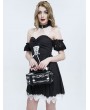 Devil Fashion Black and White Gothic Skeleton Coffin Shoulder Chain Bag