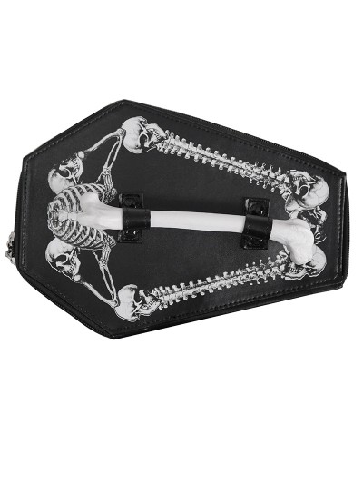 Devil Fashion Black and White Gothic Skeleton Coffin Shoulder Chain Bag