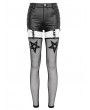 Devil Fashion Black Gothic Punk Garter Belt PU Leather Hot Pants for Women