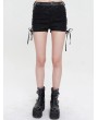 Devil Fashion Black Gothic Punk Side Lace-Up Hot Short Pants for Women