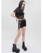 Devil Fashion Black Gothic Punk Side Lace-Up Hot Short Pants for Women