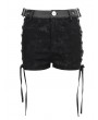 Devil Fashion Black Gothic Punk Side Lace-Up Hot Short Pants for Women