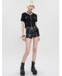 Devil Fashion Black Gothic Punk Zip Faux Leather Hot Pants for Women