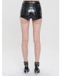 Devil Fashion Black Gothic Punk Zip Faux Leather Hot Pants for Women