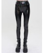 Devil Fashion Black Gothic Punk Long Slim PU Leather Pants for Women