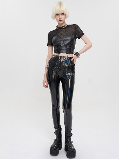 Devil Fashihon Jeans Donna Steampunk Fitness Vita Alta Vestibilità Slim