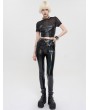 Devil Fashion Black Gothic Punk Long Slim PU Leather Pants for Women