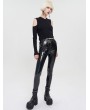 Devil Fashion Black Gothic Punk Long Slim PU Leather Pants for Women