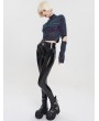 Devil Fashion Black Gothic Punk Long Slim PU Leather Pants for Women