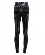 Devil Fashion Black Gothic Punk Long Slim PU Leather Pants for Women