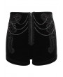 Devil Fashion Black Gothic Vintage Lace Appliqued Velvet Shorts for Women